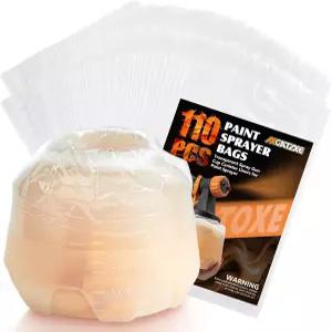 110 PCS 페인트 분무기 라이너 백 7.8인치 X 11.8인치 컵 투명 캐니스터 부품용