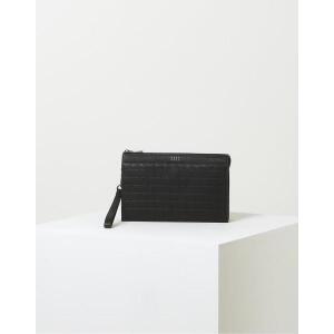 [롯데백화점]닥스 액세서리 [쇼핑백동봉][GRIDⅡ]블랙 패턴배색 소가죽 클러치백 DBBA3E266