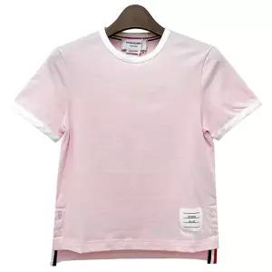 [명품] 25SS  여성 RWB 스트라이프 로고 패치 링거 반팔티 라이트 핑크 FJS07..