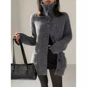 [다바걸]원스하이버튼울가디건