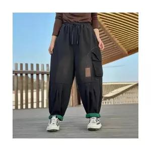 엘럽 여성용 배기핏 청바지 기모 겨울 패치 배기팬츠 빅사이즈 슬림핏 대디팬츠 박템4