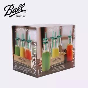 볼 메이슨자 컨츄리 에메랄드 밀크보틀 캐리어 13p 세트 420ml(15oz) 우유 쥬스 병 홈카페