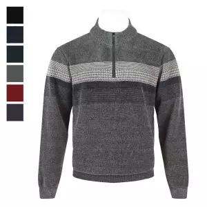 [리빌모아]남자 소프트 고급 밍크기모 배색 반집업 니트 BR KN Q006 카키_P414858186