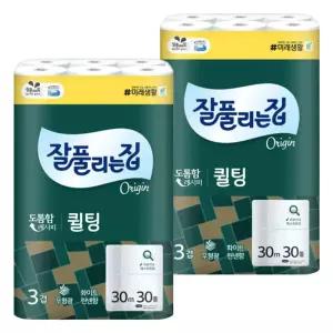 잘풀리는집 퀼팅 오리지널 3겹 30m 30롤 2팩
