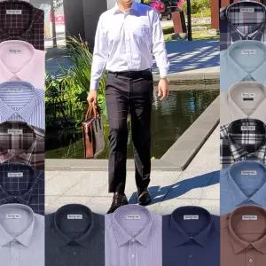 남성와이셔츠 스판 기모 도트 체크 스트라이프셔츠 긴팔 남자 빅사이즈셔츠 90 부터 115 120 130 140사이즈