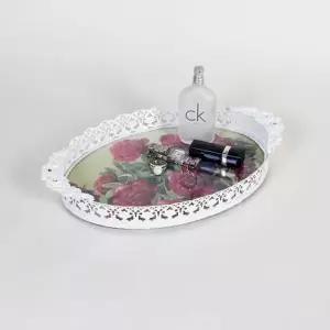 [텐바이텐]엔틱메탈 모란 타원 화장대정리 수납 트레이 미디움-4색상