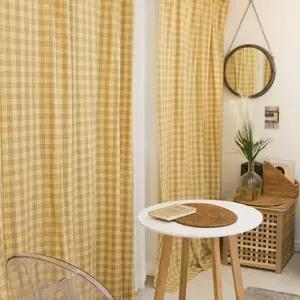 [텐바이텐]멜란 타탄 체크 면 암막 커튼-옐로우