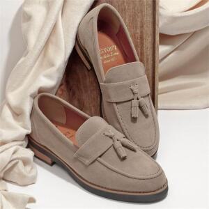 [라일리] Rly L651 애런 베이지 스웨이드 남자로퍼 테슬로퍼