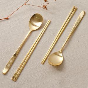부부 골드도금 수저세트 2P CH 24K 금도금 금수저 결혼 답례품 선물 세트