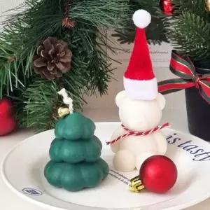 [텐바이텐][무료선물포장] 동글 크림 트리캔들 + 작은 곰돌이 크리스마스 세트