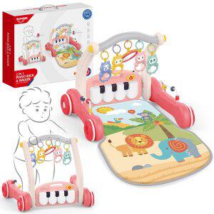 [플레이베이비]2 in 1 휠 피아노 체육관 걸음마 핑크 heanhe0638