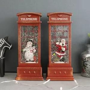 [텐바이텐]LED 크리스마스 큰 공중전화 워터볼 오르골 2타입 무드등 H25cm usb