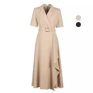 [하프클럽/비비드시크릿가너]여성 러플 랩 벨티드 여름 반팔 원피스