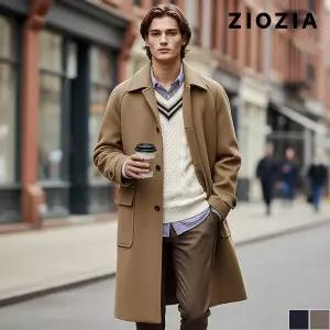 [지오지아] [남녀공용]세미오버핏 울 블렌드 발마칸코트 (AEC4CG3104)