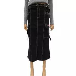 [에고이스트] 레터링 라벨 포인트 롱 데님 스커트  EP4DS-161