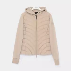 패치로고 사선 퀼팅 패딩 믹스 후드 여성 자켓 8G00020 809KZ 21E