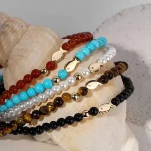 [모아르]14K 천연석 물고기 볼 팔찌 5종 택1 행운 선물