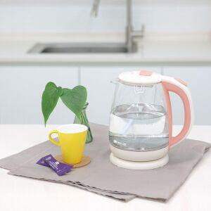 키친아트 유리 전기포트 1.8L 내열 유리 전기주전자 원터치 핑크베이지 KK-1809G