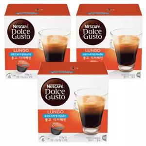 돌체구스토 네스카페 가정용 회사 룽고 디카페인 캡슐커피 7g 16개입 3개