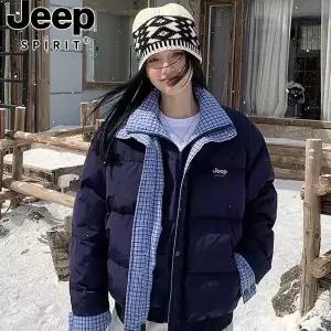 JEEP SPIRIT  가짜 투피스 코튼 재킷 여성  가을 겨울 소형 두껍고 따뜻한 재킷