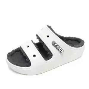 크록스 클래식 코지 샌들 퍼 보온 사무실 홈슬리퍼 화이트 207446-100