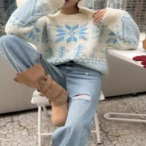 [다바걸]샤눈꽃울노르딕니트