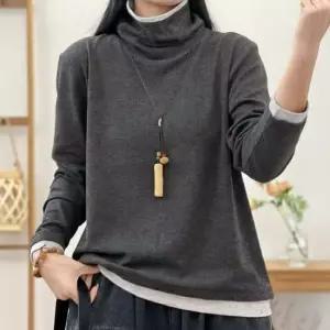 타니 배색 폴라 기모티  마담 미시 중년 여성 빅사이즈 40대 50대