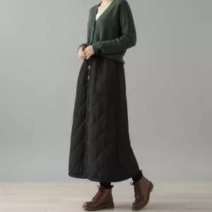 여성 겨울 누빔 패딩 롱스커트