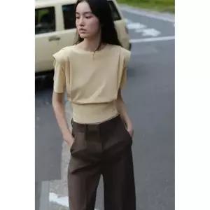 자라 ZARA 숄더 패드 니트 탑 - 버터 3920107725 830797