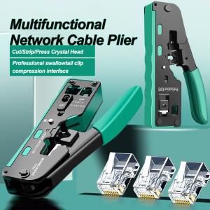 CAT5 CAT6A/7 크림퍼 와이어 스트리퍼 커터 네트워크 케이블 압착 도구용 다기능 플라이어