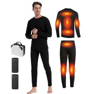 남성용 윈드포스트 온열 영역 포함 세트 셔츠, 10000mAh * 2 바지와 속옷 배터리 8가지