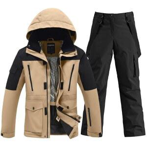 예파인 남성 스키복 아웃도어 겨울 스노우슈트 단열 재킷과 투피스 스노우 바지 스노보드복 방수 세트