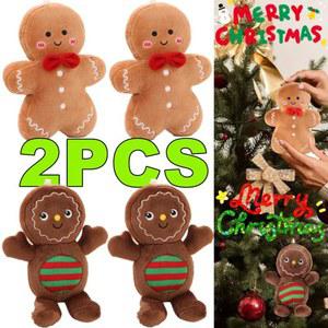 2/1PC 생강 빵 플러시 장난감 캐러멜 초콜릿 진저 브레드 남자 장식품 크리스마스 트리 장식 쿠션 드롭 펜던트