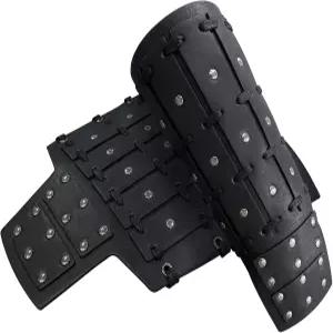 HiiFeuer 중세 징 장식 인조 가죽 암가드 빈티지 용병 팔 보호대 기사 궁수 건틀릿 르네상스 페어용