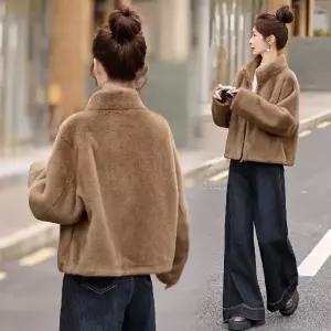 여자재킷 가죽 차이나 퍼 일체형 쇼트 코트 겨울 따뜻한 원템4