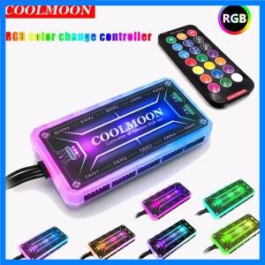 COOLMOON ARGB 컨트롤러 ARGB 냉각 선풍기 스마트 리모컨 PC 컴퓨터 케이스 냉각 섀시 사일런트 선풍기 허