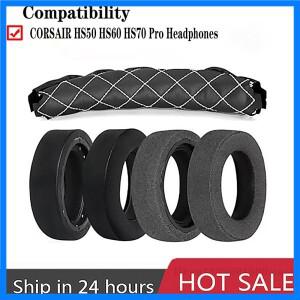 HS7 이어 패드 이어 쿠션 교체 Corsair HS70 HS50 HS60 Pro HS75 XB 헤드폰과 호환 가능 두꺼운 패브릭 이
