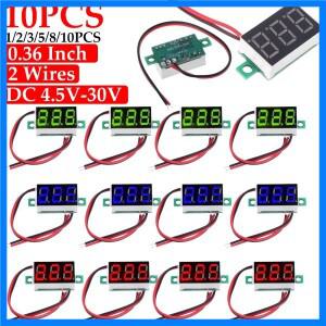 미니 디지털 전압계 모듈 볼트 계량기 2 와이어 0.36 인치 LED 스크린 전압계 DC 4.5V-30V 자동차 모바일