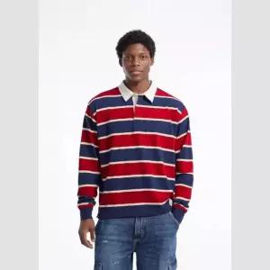 [백화점 정품] 25FW 공용 오버사이즈 럭비 스트라이프 폴로 긴팔티(MPDK1310)