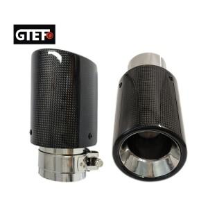 GTEFO 1개 범용 글로시 롤드 엣지 카본 파이버 스테인리스 스틸 배기 팁 머플러 테일 파이프 자동차 개조