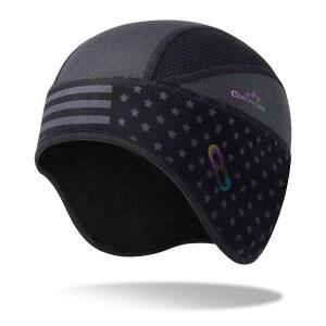 GXCROR 겨울 헬멧 라이너 해골 모자, 안경 구멍이 있는 플리스 안감 따뜻한 사이클링 모자, 남성용 보온 모자 비니