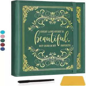 CWEGSJ 러브 스토리 마그네틱 셀프 스틱 페이지 사진 앨범 3x5 4x6 5x7 DIY 메모리 가죽 커버 커플 남편