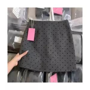 여자 정장 스커트 모직 추동 도트 그레이 빈티지 랩 A라인 BE4