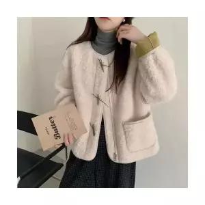 여자 자켓 가죽 털 일체형 코트 겨울 라운드 캐주얼 보온 도톰 톱 MACHI4