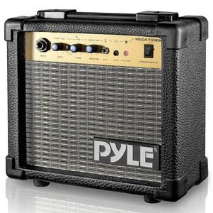 [미국배송] PYLE 휴대용 미니 일렉트릭 기타 앰프 - 5인치 스피커 볼륨 베이스 트레블 디스토션 게인 컨트롤 헤드폰 출력 캐리 핸들 가죽/우드 구조의 10와트 연습 악기