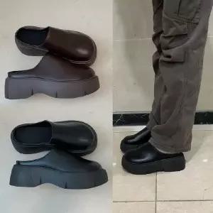 라운디뮬통굽블로퍼 플랫폼 슬리퍼 키높이 청키 신발 뮬 사무실 구두 et 웨 (WFK6KN2)