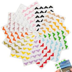 AYZTKUX 528개 사진 코너 셀프 접착 스티커, DIY 스크랩북용 22장 13가지 색상 장착 코너, 앨범, 액자, 메모리북, 저널(멀티컬러)