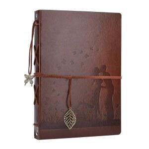 스크랩북 사진 앨범, AIOR 가죽 11x8.3인치 60페이지 DIY 메모리북 빈티지 스크랩북, 결혼기념일 발렌타인 생일 커플 친구, 키스 선물