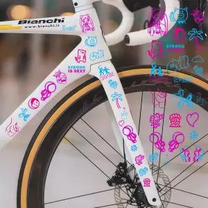 전기 자전거 전동  프레임 탑 튜브용 컬러풀 그래피티 스티커 25개 세트 만화 DIY 반사 방수 사이클링