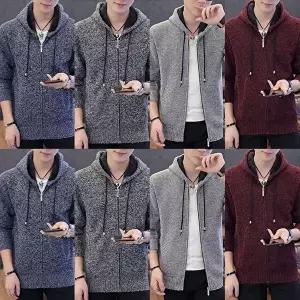 [모로엠]남성 후드 융털 두꺼운 후리스 가디건 DMS-CA-Q4215319